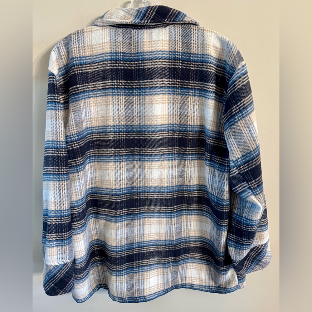 Kensie Blue Plaid Oversized Flannel‎ Shirt Size L - Picture 4 of 9